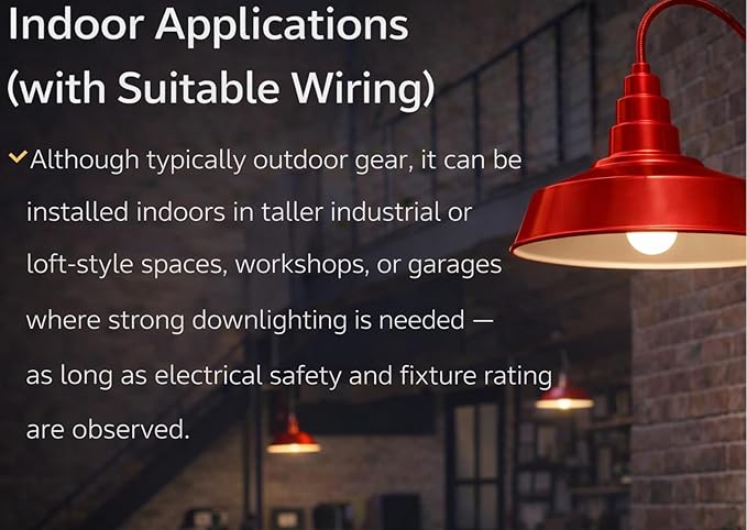 AGB102-AS20-RED Gooseneck Barn Light - RED Outdoor Dome with Incandescent Downlight | Wall-Mount Fixture for Patios Gardens Pathways and Large Outdoor Living Spaces
