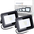 MIHEAL 2 Pack 50W LED Flood Light Cool White IP68 Waterproof Super Bright Work Light 110V Outdoor Floodlight for Yard Garden Garage Lawn Court