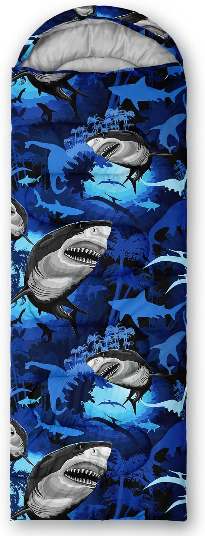 BailiPromise Shark Printed Camping Sleeping Bags3 Season Warm &amp Cool WeatherLightweightWaterproof Sleeping Bags for Adults &amp KidsTravelingand OutdoorsCamping Gear Equipment31x90inch St