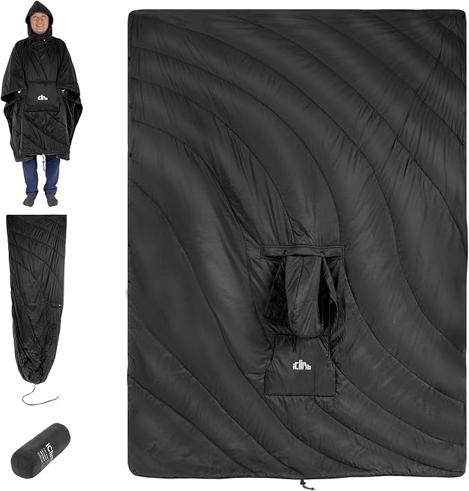 iClimb 1 Hooded 3M Thinsulate Insulation Warm Blanket and 1 Mini Folding Table Ultralight Compact for Adults Outdoor Camping Backpacking Hiking