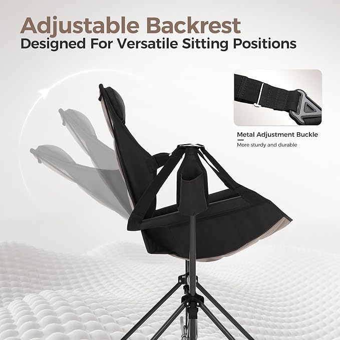 ALPHA CAMP Hammock Folding Rocking Chair with Cup Drink Holder High Back Padded Swinging Chair for OutdoorCamping LawnBackyardPicnic Steel Heavy Duty Portable Oversized(Black)