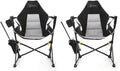 2-Pack Arrowhead Outdoor Folding Hammock Camp Chair with Detachable Footrest Stabilized Feet Padded Headrest and Seat Large Cup Holders 300 LBS Weight Capacity for Camping Beach Tailgating