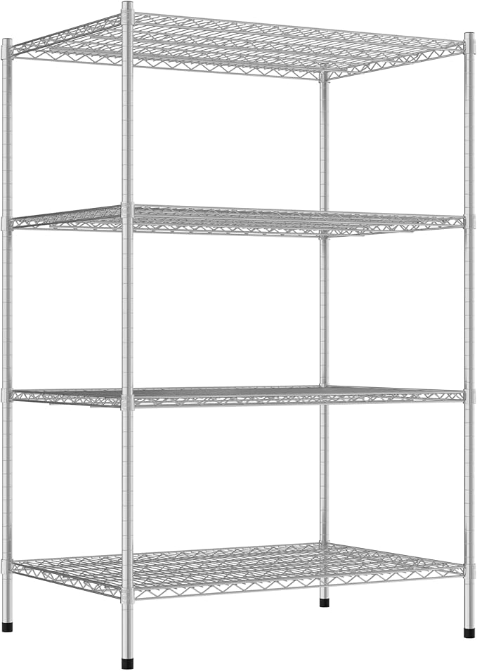 Commercial NSF Listed Chrome Stationary Wire Shelving Kit 30 x 42 x 64 with 4 Shelves Perfect for Warehouse Walk-in Refrigerator Freezer Grocery Store Restaurant Dishroom