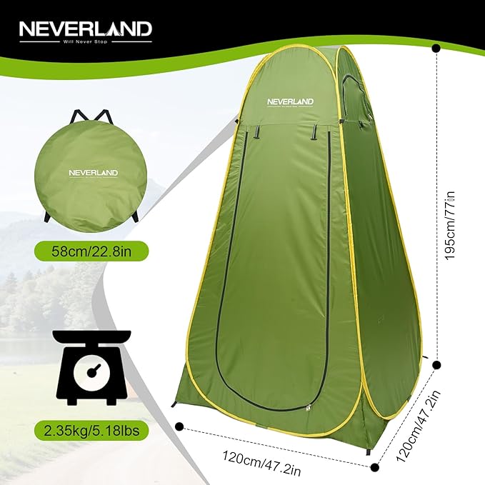 Neverland Pop up Privacy Shower Tent - Portable Changing Shower Tent Dressing Room Bathroom Outdoor Rain Shelter for Camping Beach