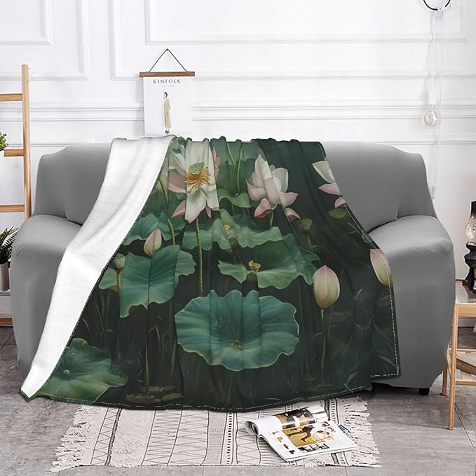 Lotus Leaf Soft Fleece Blanket 60 * 50 inch Soft Sofa Blanket Suitable for Sofa Camping Travel Night Cover Blanket
