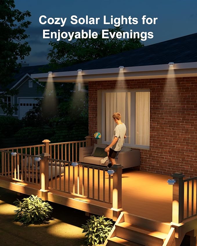 8 Pack White Solar Powered Clip On Gutter Mount Lights Outdoor Waterproof LED Fence Lamp for Lighting Rainspout Railing Outside House Wall Deck Porch Garage Easy Peasy Installation(Warm White)