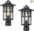 Outdoor Post Light Fixtures HWH Exterior Pillar Light 2 Pack Industrial Pole Lamp in Matte Black Finish with Seeded Glass 5HX62P-2PK BK