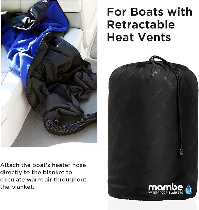 Mambe Large Waterproof Boat Blanket Royal - Insulated Windproof and Water Proof Blanket - Machine Washable Fleece and Nylon Throw for Outdoor Activities Like Picnics and Stadiums