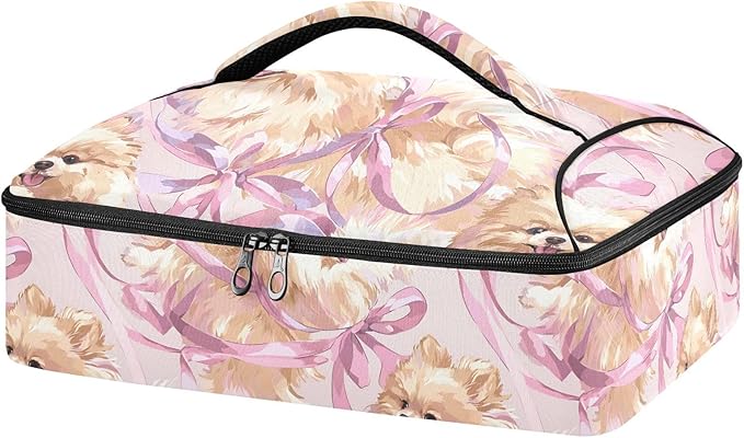 Casserole Carrier Adorable DogsInsulated Casserole Carrier for Hot or Cold Food Thermal Lunch Tote for Potluck Parties Picnic Beach Fits 9 x 13 Inches Baking Dish