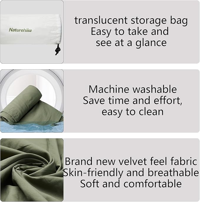 Naturehike 4.5oz Ultralight Sleeping Bag Liner Washable Travel Sheets for Adults Soft &amp Compact Lightweight Sleep Sack Adult for Backpacking Hotel Camping Hostels