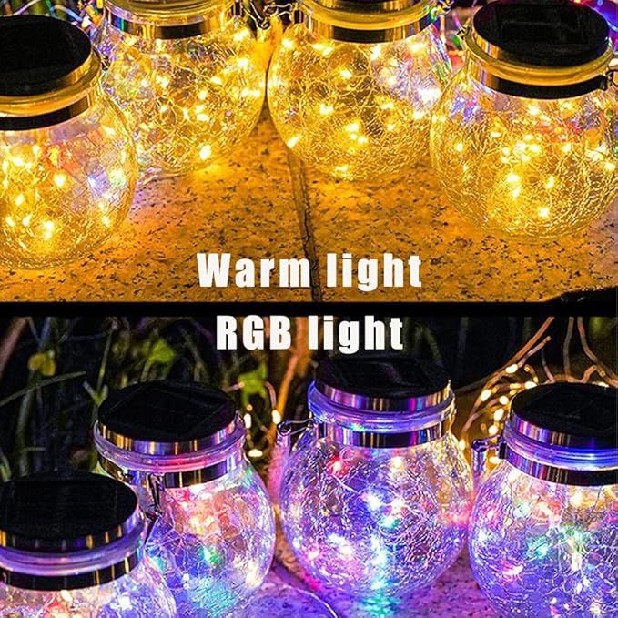 Solar Lanterns Outdoor  Warm White LED Waterproof Garden Hanging Lights for Patio Yard Lawn Pathway Bright Weather-Resistant String Lights (2 Pack Warm White)
