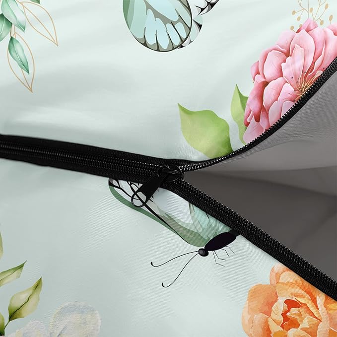 BSNTHO Butterfly Flower Printed Camping Sleeping Bags3 Season Warm &amp Cool WeatherLightweightWaterproof Sleeping Bags for Adults &amp KidsTravelingand OutdoorsCamping Gear Equipment31x90inc