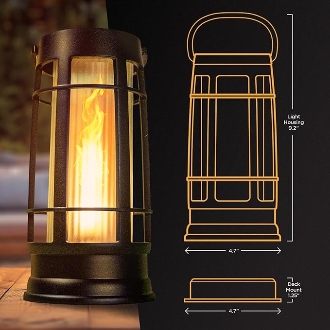 FoxFlame Metal Outdoor Solar LanternFlickering Solar Lanterns Outdoor Waterproof with Patented LEDOutdoor Lanterns for PorchPatioGardenTabletopHanging UseMatte Black(2 Pack)