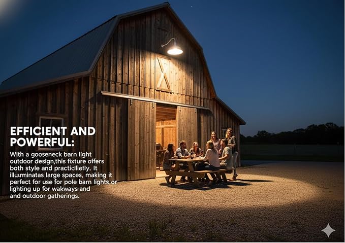 AGB101-AS20-WHITE Gooseneck Barn Light - White Outdoor Dome with Incandescent Downlight | Wall-Mount Fixture for Patios Gardens Pathways and Large Outdoor Living Spaces