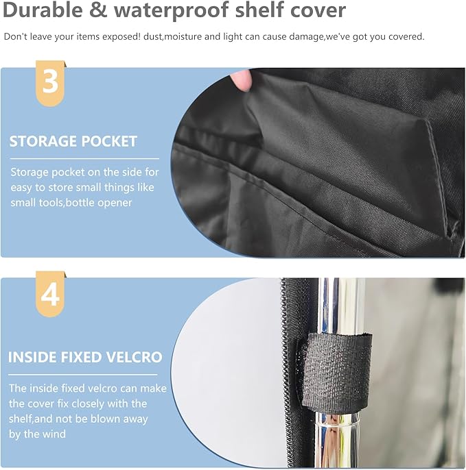 Waterproof Shelf CoverOutdoor 600D Heavy Duty Dustproof Storage Shelves Cover48''x18''x72'' Shelf Covers for Wire Shelving with ZippersStorage Rack Covers with Clear Front