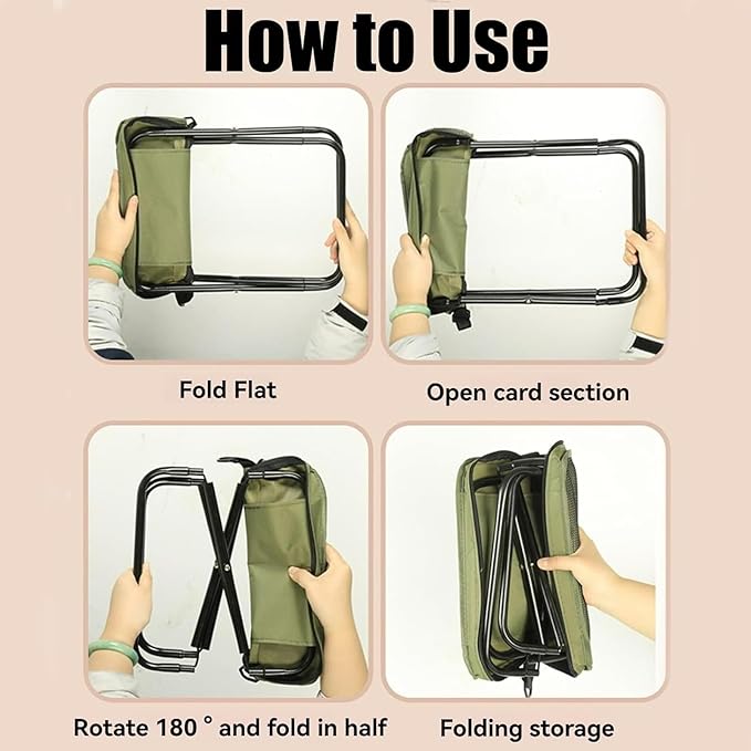 Foldable Backpack Stool Portable Folding Camping Stool can Turned Into a Satchel for Hiking Fishing Camping (B L)