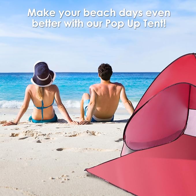 Pop Up Beach Tent Sun Shelter for 2-3 Person Sun Shelter with UPF 50+ &amp Lightweight Portable Beach Tent Easy Pop Up for Outdoor Camping Fishing