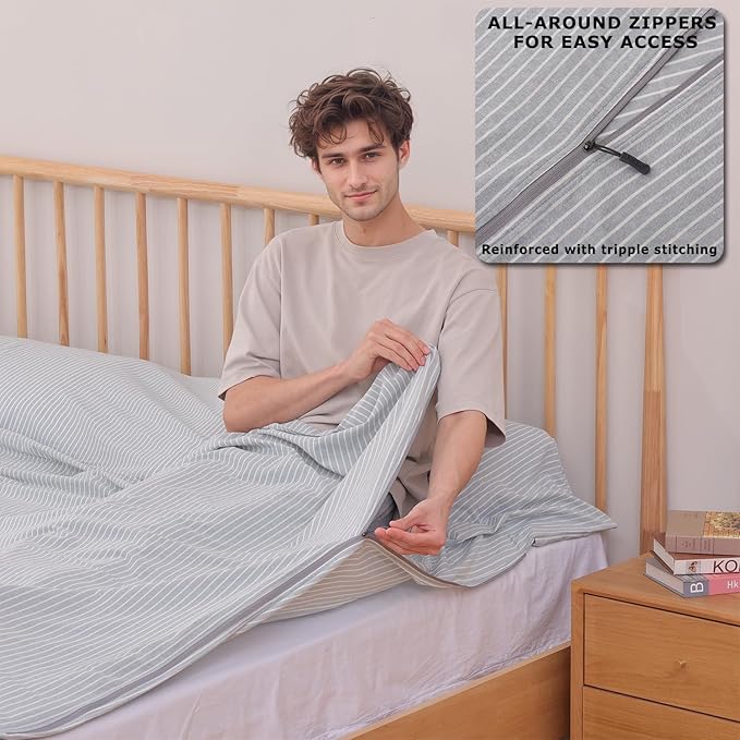 100% Cotton Sleeping Bag Liner with Full Length Zipper on 3 Sides Single/Double Adult Sleep Sack for Travel &amp Camping Multifunctional Travel Sheets (Unzipped 87”x87”) for Hotel Lightweight