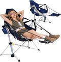 Romswi 2-Pack Aluminum Hammock Chair with Footrest Oversized Portable Folding Swinging Chair with Adjustable Back &amp Seat Lightweight Rocking Camp Chair Supports 440lbs for Outdoor Patio - Blue