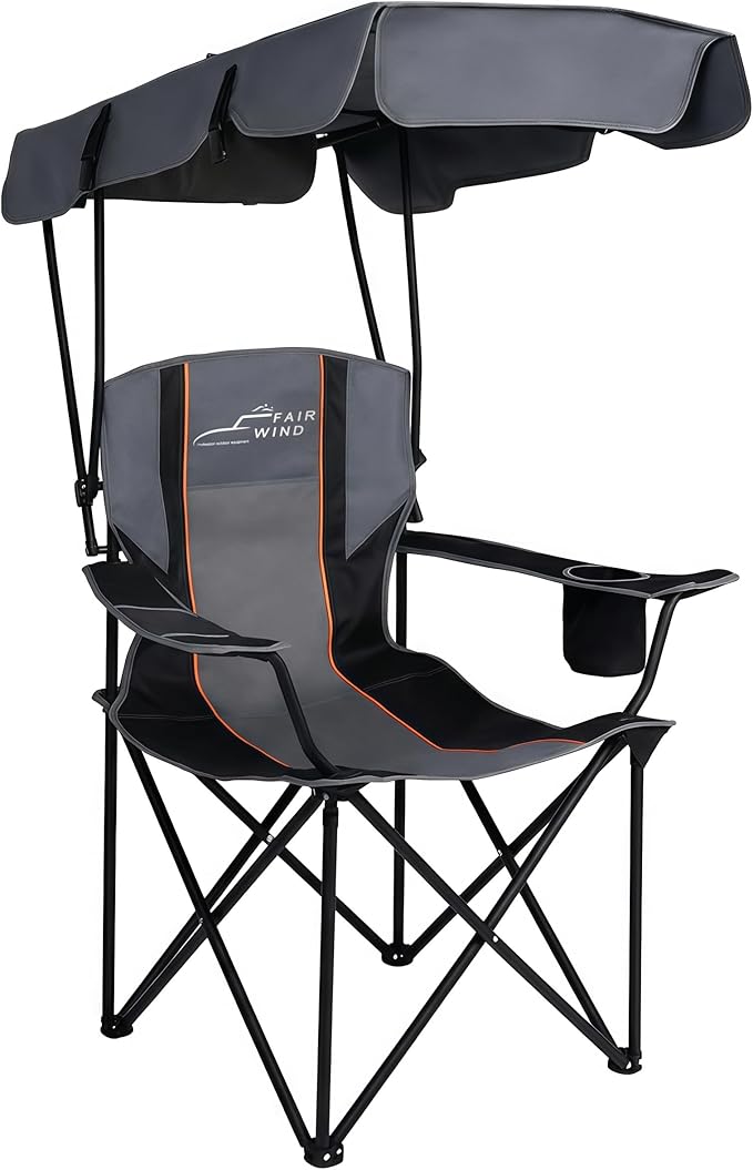 FAIR WIND Oversized Camping Chair with Canopy Beach Chair with Canopy Shade for Adults Heavy Duty 380 LBS Portable Folding Chair for Outdoor