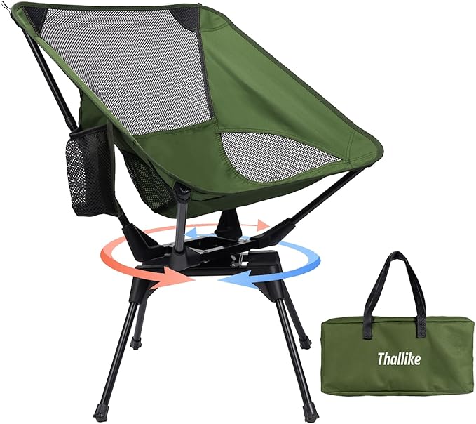 Upgraded 360° Swivel Camping Chair for Adults Portable Folding Chair with Cup Holder Lightweight Compact Backpack Outdoor Chair for Travel Fishing Hiking and Beach