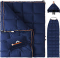 Down Camping Blanket - Lightweight Packable Warm Puffy Travel Quilt with Footbox 650 Fill Power Waterproof Outdoor Blankets for Hiking Travel Down Quilt Navy Blue 1lb 1oz / 77''*52''