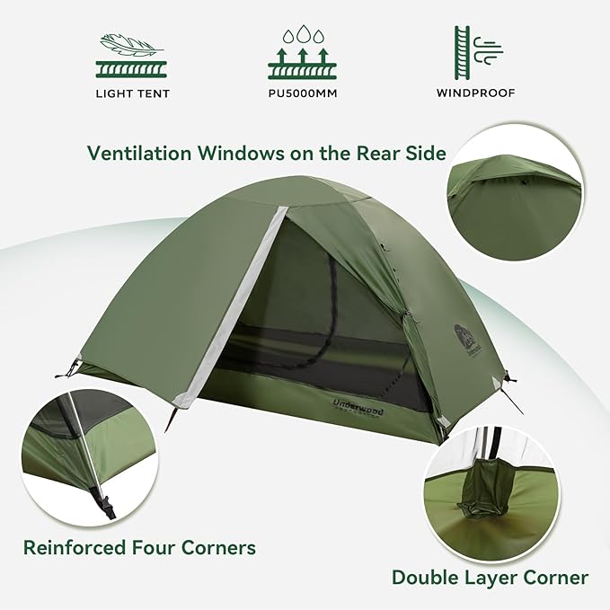 1/2 Person Backpacking Tent for Camping - Ultralight &amp Waterproof Outdoor Camping Tent Easy Set Up Compact Tent for 3 Season Lightweight Tents for Hiking by Underwood Aggregator