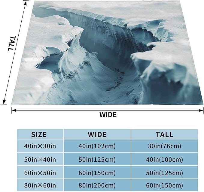 Glacier Cracks Soft Fleece Blanket 60 * 50 inch Soft Sofa Blanket Suitable for Sofa Camping Travel Night Cover Blanket