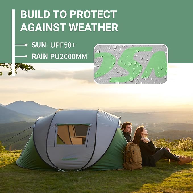 EchoSmile Instant Pop Up Camping Tent 2/4/6 Person Easy Setup Tent Water Resistant Dome Portable with Carry Bag
