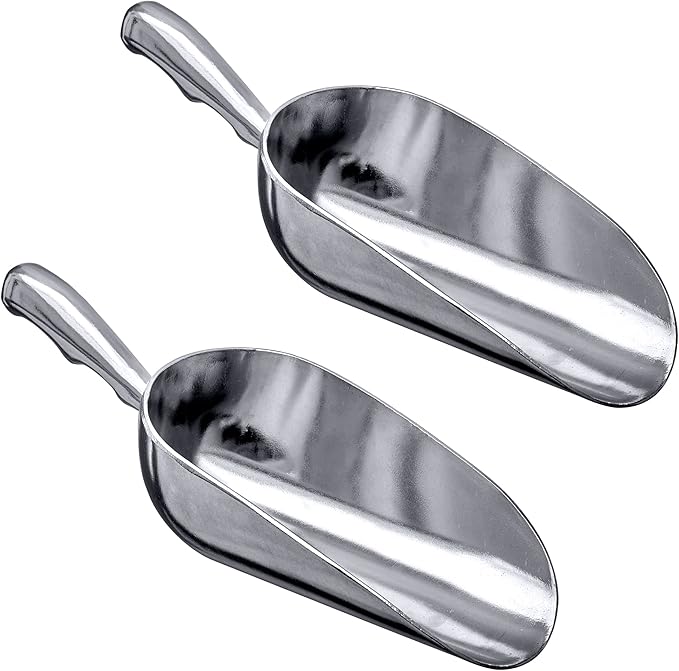 Amazing Abby - Elsa - 24-Ounce Aluminum Ice Scoops (Set of 2) Cast Aluminum Utility Scoops Food-Grade Good for Home and Commercial Use NOT Dishwasher-Safe Hand-Wash Recommended