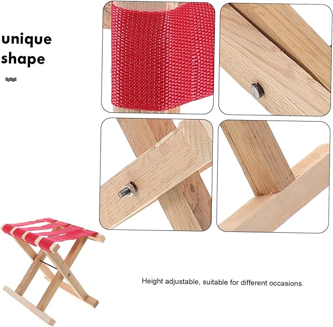 SUPVOX Outdoor Folding Stool Angler Sitting Bench Compact Portable Wooden Camping Fishing Picnic Seat