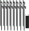 16Pcs Tent Stakes 16in Heavy Duty Tent Stakes with Storage Pouch Dia 0.35 Forged Steel Stakes for Tent Used on Rocks Grassland Snowfield(16Pcs 16in Stakes)