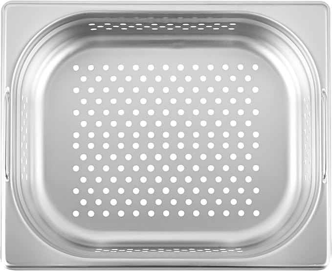Restaurantware Perforated Steam Table Pan - Half Size - 4 Deep - Collapsible Handles - Anti Jam - Commercial Grade Stainless Steel - 1ct Box - Met Lux