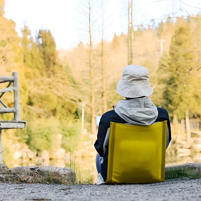 Folding Stadium Seat Cushion with Backrest Portable Bleacher Pad for Camping Fishing15.8'' x 16.5''Lightweight Chair with Backrest for Outdoor Sports and Concerts (Yellow)