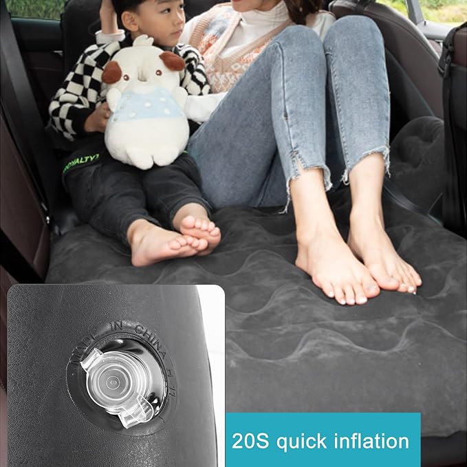 Inflatable Car Air Mattress SUV MPV Backseat Bed with 2 Pillows &amp Pump Portable Camping Sleep Pad for Travel