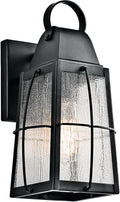 Kichler Tolerand 12 Outdoor Wall Light in Textured Black 1-Light Exterior Wall Sconce Porch Light with Clear Seeded Glass (12 H x 5.75 W) 49552BKT