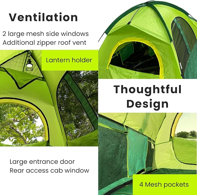 Savvycraft Pickup Truck Tent for Full Size and Mid Size Truck Short Bed and Long Bed Waterproof P3000mm 2-Person Double Layer Truck Bed Camping Tent Expandable Awning Rainfly Storage Bag Included