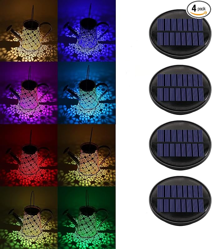 ZNYCYE Upgraded Replacement Solar Light Parts(Top Size 3.66 in) 4 Pack 8 Colors Solar Replacement Top Parts Lantern Lids for Garden Patio Yard Outdoor Hanging Lanterns