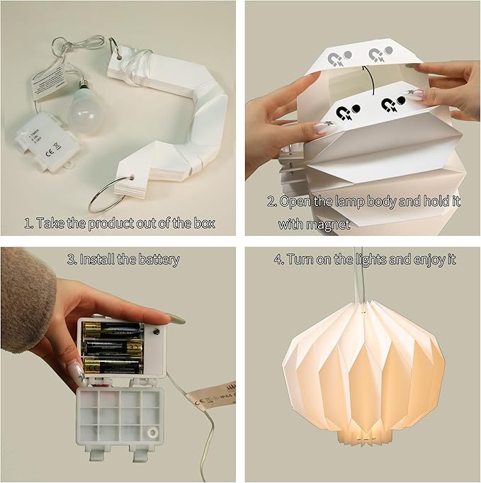 Battery Operated Outdoor Paper Lantern — 2Pack Waterproof Hanging Decorative Light with Remote Timer Foldable Pendant Paper Lantern for Patio Garden Backyard Porch Decor