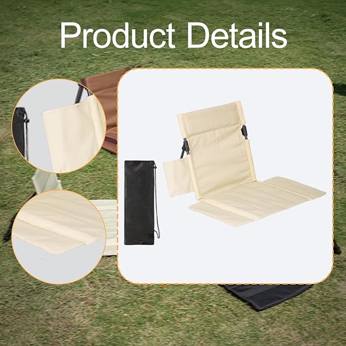 Outdoor Camping Backrest Padded Cushion Pad with Carry Bag Floor Backrest Chair for Trekking