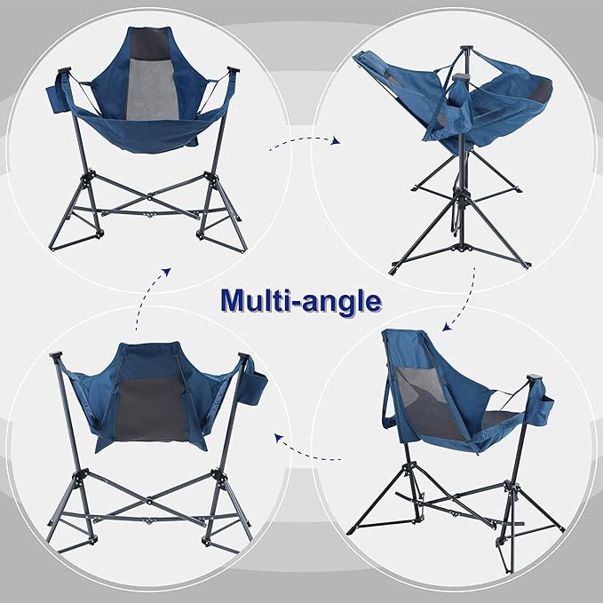 LET'S CAMP Hammock Chair Portable Camping Chair Oversized Folding Rocking Chair with Headrest and Cup Holder for Travel Picnic Patio Fishing Supports 300lbs
