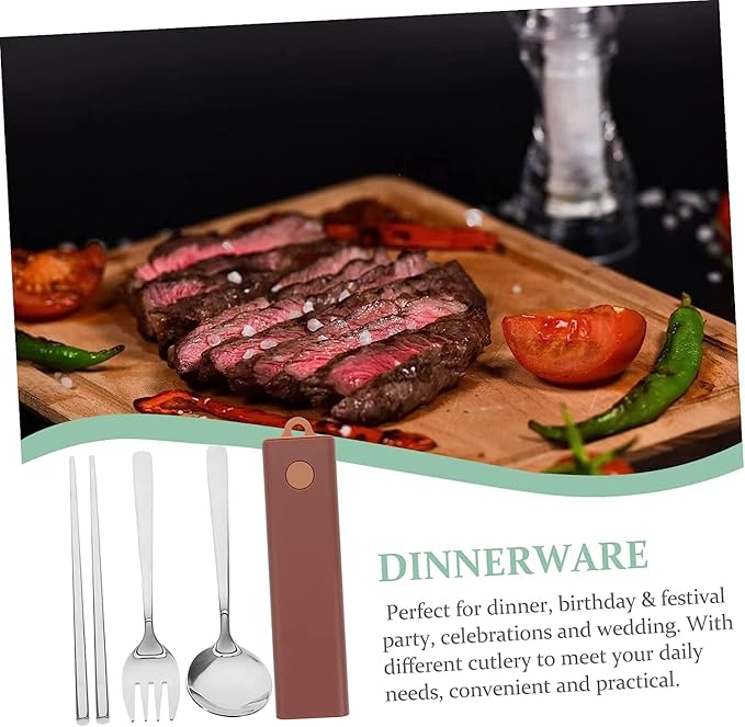 1 Set Set Fork Spoon Chopsticks Stainless Chopsticks Stainless Steel Spoon Stainless Steel Utensils Set Chopstick Holder Spoons and Forks Set Travel Utensils Chopstick Rest