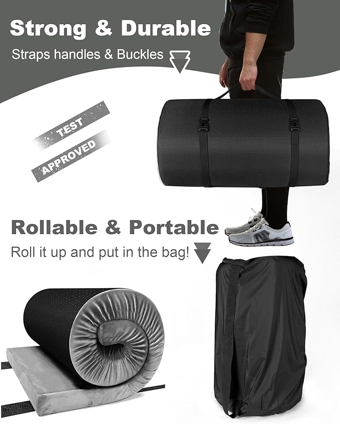 Ferlizer Memory Foam Camping Mattress Pad 3 Portable Roll Up Sleeping Pad for Adults Camping Bed Pads for Sleeping with Waterproof Cover &amp Travel Bag CertiPUR-US