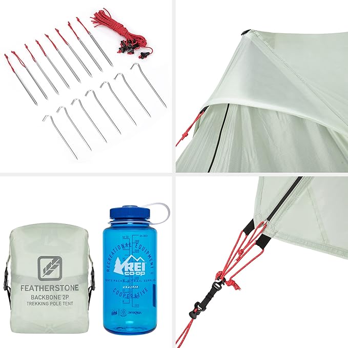 Featherstone Backbone Ultralight Tent for Backpacking Camping Thru Hiking - Trekking Pole Backpacking Tent - Waterproof Single-Wall Durable Shelter - Compact Light &amp Easy to Carry