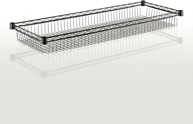 18 x 48 Black Wire Shelf Basket NSF Storage Basket for Shelving Units 600 lb Capacity
