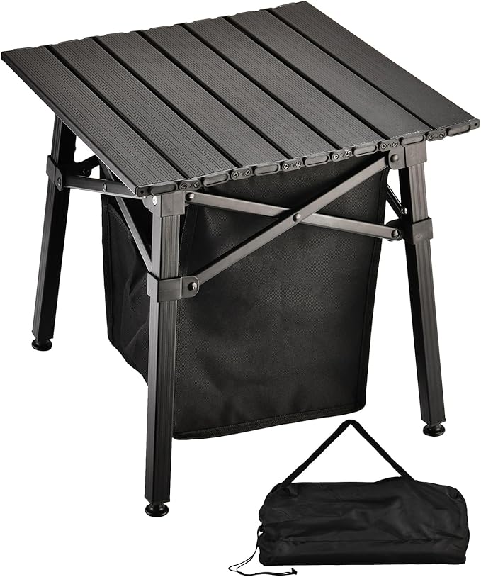 Aluminum Camping Side Table Compact Folding Outdoor Portable Beach Small Camp Table with Carry Bag and Storage Picnic Hiking Fishing Grill