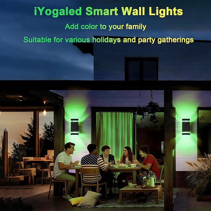 Up and Down Outdoor Wall Lights Mi.Light Remote Control Warm White 1000lm Color Changing RGB-CCT Outdoor Wall Light IP65Smart Light Bulb GU10 Exterior Fixture with ETL (3 Pack)