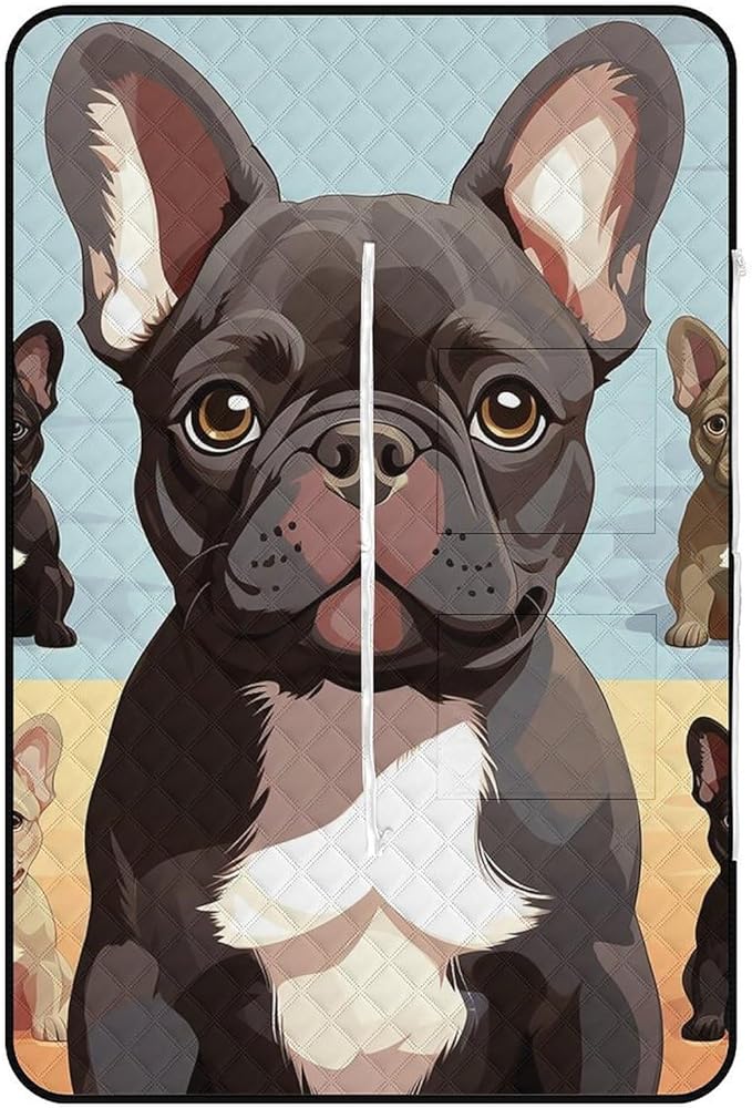 Zipper French Bulldog Dog Cute Style Picnic Mat Suitable for Travel Camping Park Or Home Use