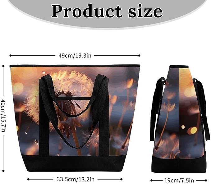 Insulated Shopping BagLarge Reusable Cooler Bags Dandelion Flower Printed Foldable Shopping BagTravel Waterproof Shoulder Bag