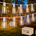 LED Outdoor String Lights 50ft ST38 White Waterproof Patio Lights with 25 Vintage Shatterproof Bulbs(2 Spare)
